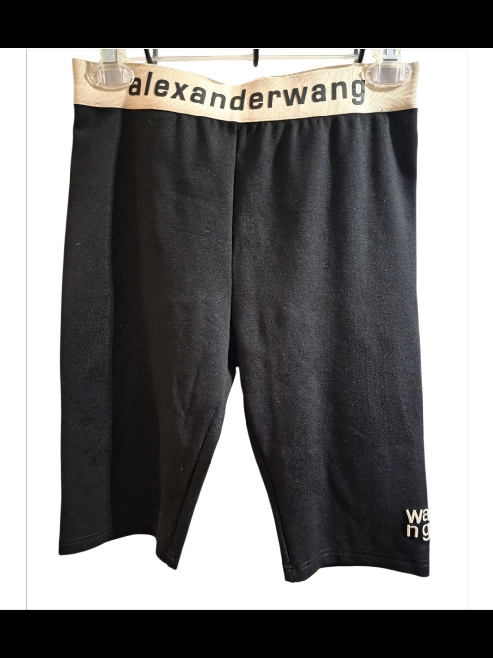Alexander Wang.T Black Logo Waistband Biker Shorts Cotton Size L